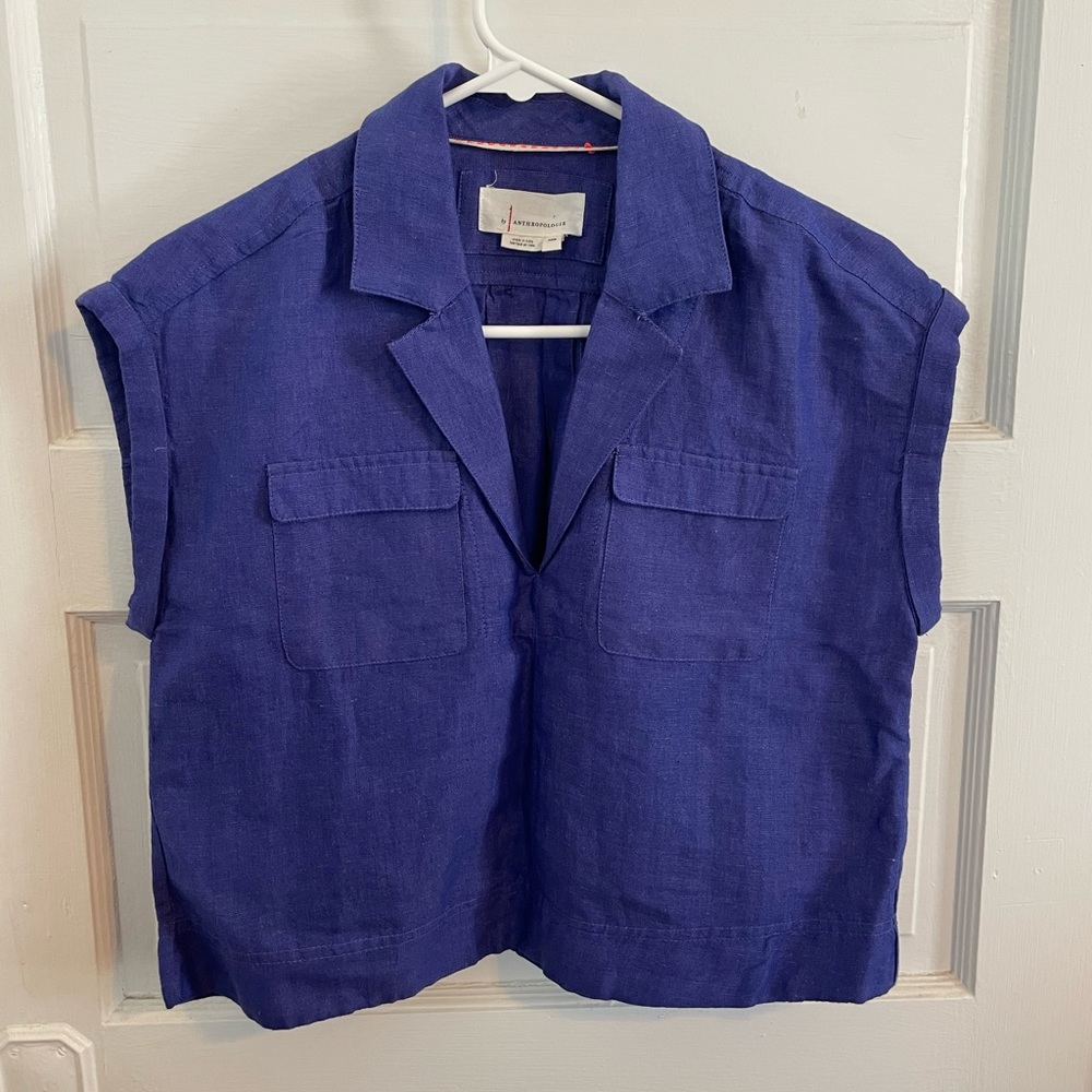 Anthropologie Linen Blend Cropped T